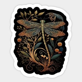 Cottagecore Floral Aesthetic Dragonfly Sticker